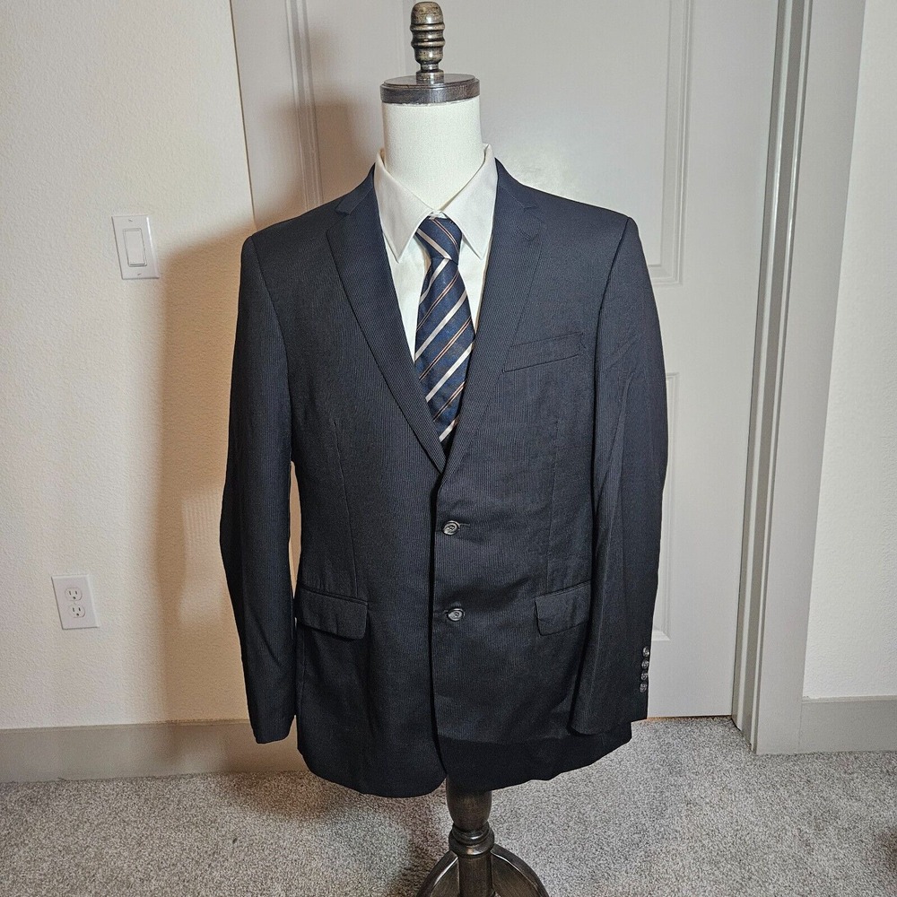 Ralph Ralph Lauren 42R‎ Wool Men Suit Blazer Sport Coat Black Striped